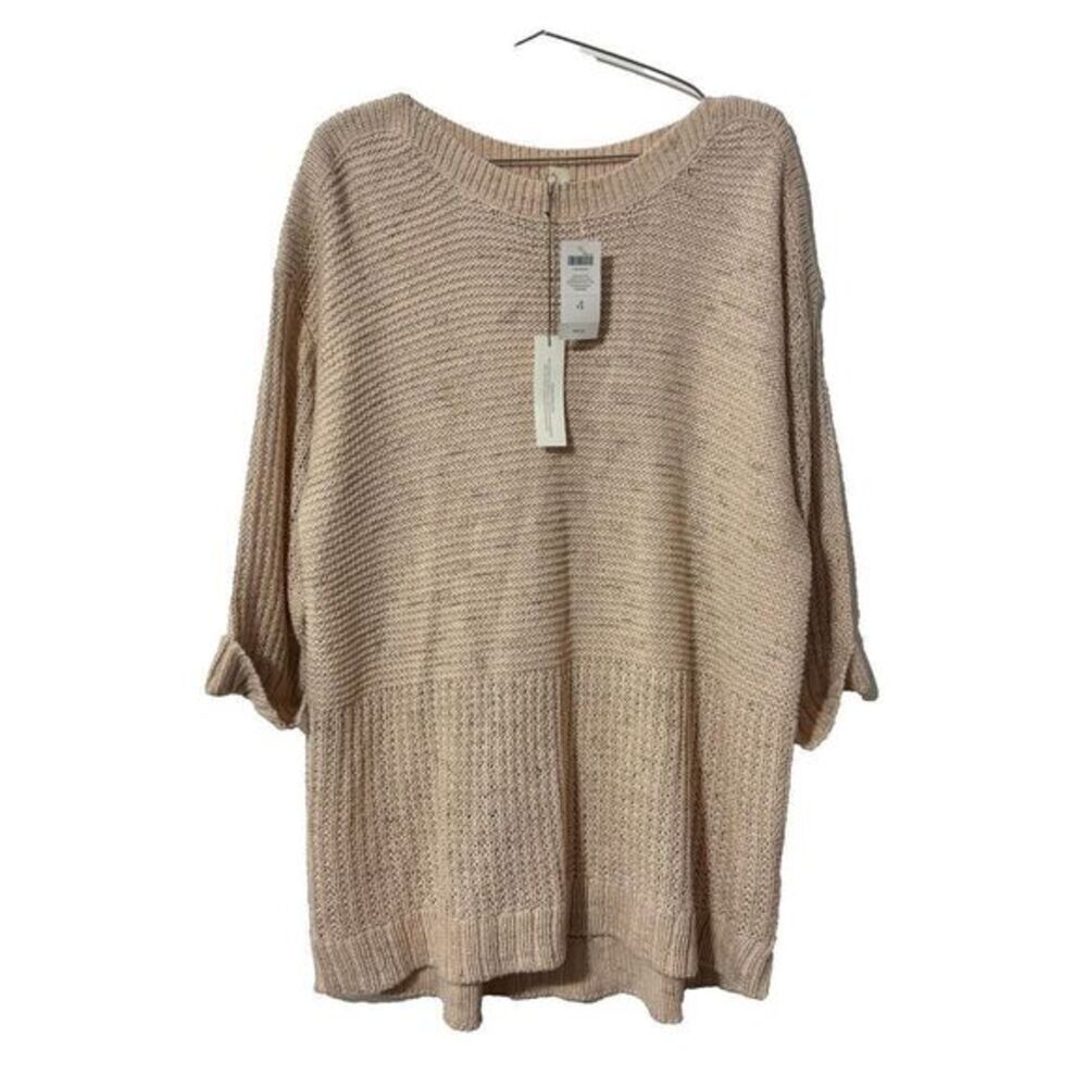 NWT Chico's Subtle Shine Naomi Pullover Sweater XL 3/4 Sleeve Fas‎ Veranda Blush